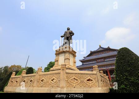 Guangzhou, China - April 5, 2019: Sun Yat-sen Statue in Zhongshan Memorial Hall, Guangzhou, Guangdong Province, China Stock Photo