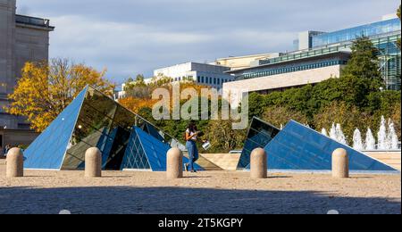 Washington, DC - October 30, 2023: The pyramids of the National Gallery of Art in Washington DC. Stock Photo