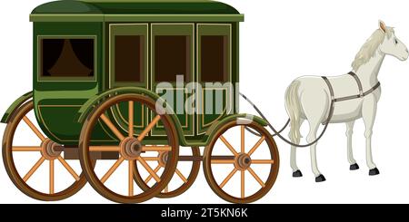 A charming vintage horse carriage in a vector cartoon style Stock Vector