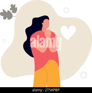 Sincerely grateful woman says thank you.flat vector illustration Stock ...