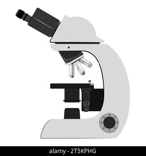The microscope is a scientific equipment that magnifies things by using lenses. it is often employed to investigate tiny organisms and tissues. Stock Vector