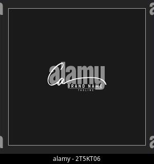 luxury initial CA logo initials signature handwriting monogram isolated on black background Stock Vector