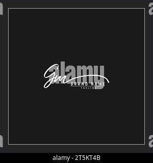 luxury initial GM logo initials signature handwriting monogram isolated on black background Stock Vector