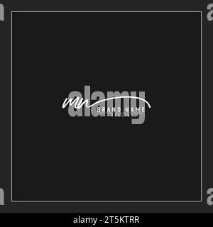 luxury initial MN logo initials signature handwriting monogram isolated on black background Stock Vector