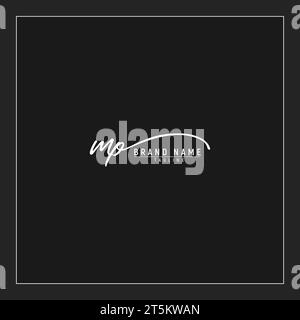 luxury initial MP logo initials signature handwriting monogram isolated on black background Stock Vector