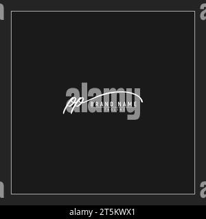 luxury initial PP logo initials signature handwriting monogram isolated on black background Stock Vector