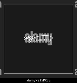 luxury initial WY logo initials signature handwriting monogram isolated on black background Stock Vector