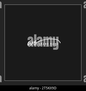 luxury initial WS logo initials signature handwriting monogram isolated on black background Stock Vector
