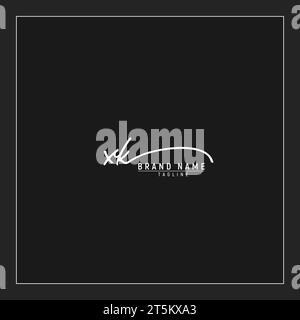 luxury initial XK logo initials signature handwriting monogram isolated on black background Stock Vector