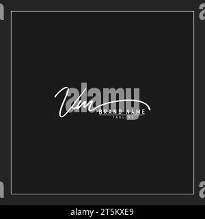 luxury initial VM logo initials signature handwriting monogram isolated on black background Stock Vector
