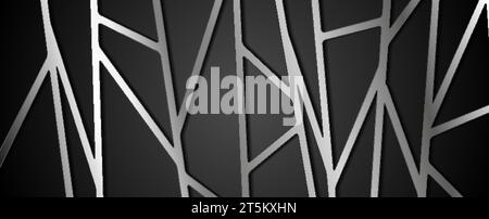 Silver metallic grid pattern abstract tech background. Vector geometric design Stock Vector