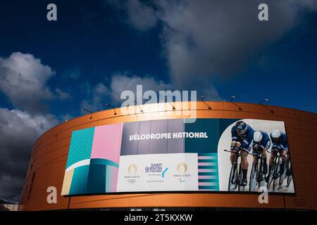 Saint Quentin En Yvelines, France. 05th Nov, 2023. Picture by Alex Whitehead/SWpix.com - 05/11/2023 - Cycling - UCI Track Champions League, Round 3: Saint-Quentin-en-Yvelines - Vélodrome National de Saint-Quentin-en-Yvelines, France - A General View (GV). FILE PICTURE: A general exterior view of the Vélodrome National de Saint-Quentin-en-Yvelines in Montigny-le-Bretonneux, France. The host venue for the Track Cycling and Para-track Cycling events at the 2024 Paris Olympics and Paralympics. Credit: SWpix/Alamy Live News Stock Photo