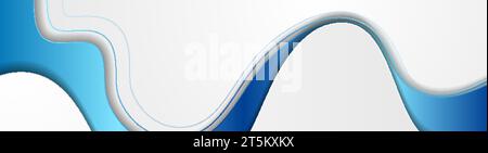 Blue and white abstract elegant waves corporate background. Vector banner design Stock Vector