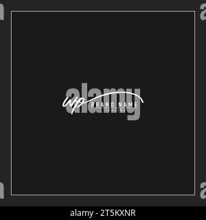 luxury initial WP logo initials signature handwriting monogram isolated on black background Stock Vector