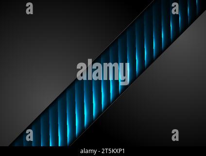 Abstract black corporate background with blue glowing neon lines. Technology vector design Stock Vector
