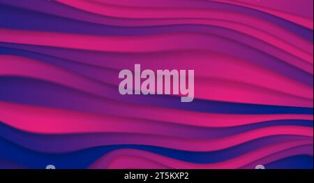 Blue and purple refracted curved waves abstract vector background Stock Vector