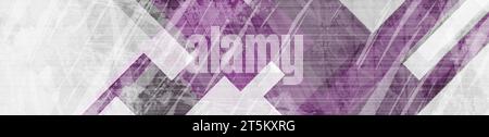 Purple and grey stripes geometric background. Abstract grunge tech corporate banner design. Vector illustration Stock Vector
