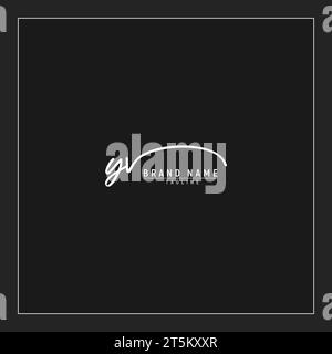 luxury initial YV logo initials signature handwriting monogram isolated on black background Stock Vector