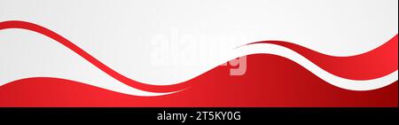 Red and grey flat waves abstract minimal background. Vector banner design Stock Vector