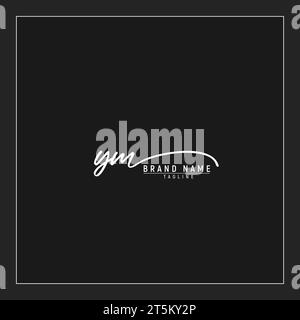 luxury initial YM logo initials signature handwriting monogram isolated on black background Stock Vector