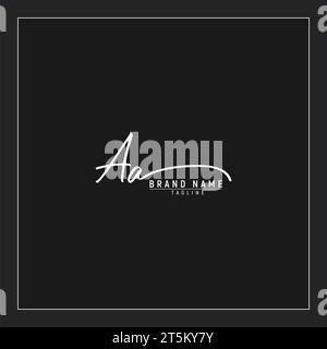 luxury initial AA logo initials signature handwriting monogram isolated on black background Stock Vector
