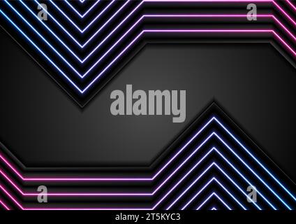 Black and glowing neon lights lines abstract background. Vector illustration Stock Vector