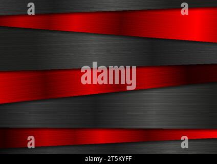 High contrast red and black abstract tech textural background. Geometric vector design Stock Vector