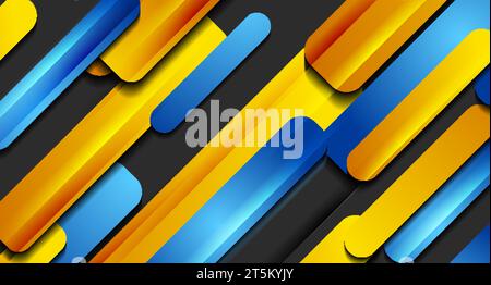 Orange and blue minimal composition with geometric diagonal shapes. Abstract glossy vector concept tech background Stock Vector
