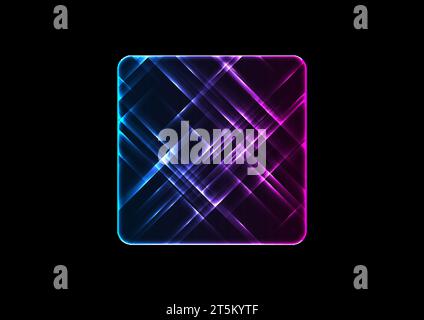 Blue and purple glowing neon square abstract tech background. Geometric vector design Stock Vector