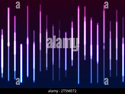 Blue purple neon laser lines on grunge brick wall. Abstract rays ...