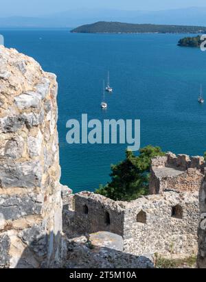 A sea view from the battlement of Vonitsa Venetian Castle. Greece. Stock Photo