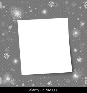 Christmas photo message template with snowfall Stock Vector