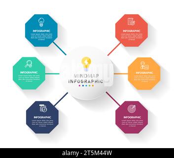 Octagon infographic template icon. Graphic symbol layout, blue on white ...