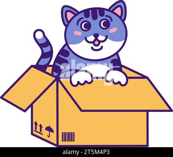 Cat in please donate to animals box cartoon vector illustration