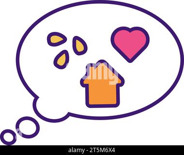 Cute dream bubble of homeless hamster. Homeless Guinea Pig waits for owner help. Pets and animals care. Vector cartoon illustration in thick stroke is Stock Vector