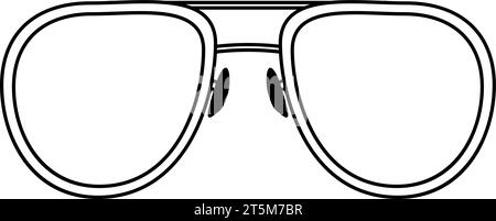 Thin contour line of classic aviator glasses. Eye protection accessory liner icon. Health and vision protection. Simple black and white vector isolate Stock Vector