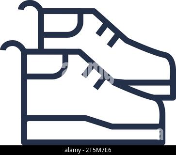 Linear icon of pair of tall hiking boots. Casual clothes and shoes. Wardrobe item to create modern fashionable look. Simple dark grey vector symbol is Stock Vector