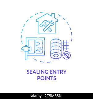 Thin gradient icon sealing entry points concept Stock Vector