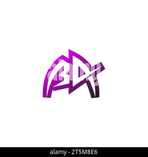 BA Premium emblem logo initial esport and gaming design concept Stock Vector