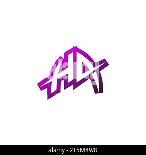 HA Premium emblem logo initial esport and gaming design concept Stock Vector