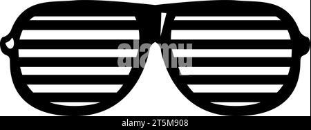Striped lattice club glasses. Health and vision protection. Eye protection accessory. Cartoon monochrome black and white vector isolated on white back Stock Vector