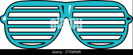 Colored stroked striped lattice club glasses. Eye protection modern accessory. Health and vision protection. Cartoon colorful vector isolated on white Stock Vector