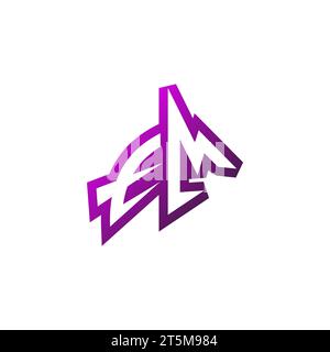 EM Premium emblem logo initial esport and gaming design concept Stock Vector
