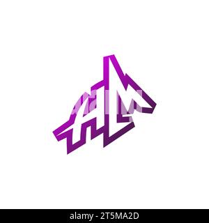 HM Premium emblem logo initial esport and gaming design concept Stock Vector