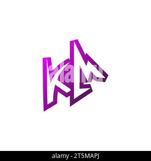 KM Premium emblem logo initial esport and gaming design concept Stock Vector
