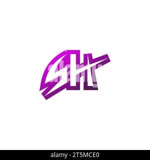 SH Premium emblem logo initial esport and gaming design concept Stock Vector