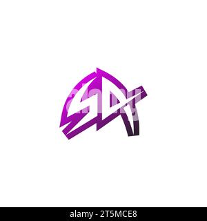 SA Premium emblem logo initial esport and gaming design concept Stock Vector