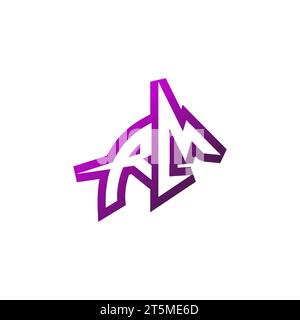 RM Premium emblem logo initial esport and gaming design concept Stock Vector