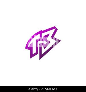 TB Premium emblem logo initial esport and gaming design concept Stock Vector
