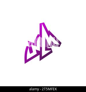 WM Premium emblem logo initial esport and gaming design concept Stock Vector